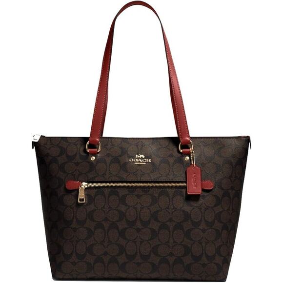 NWT Coach WOMEN Gallery Tote Shoulder Bag (IM/Brown 1941 Red) -L - Picture 2 of 5